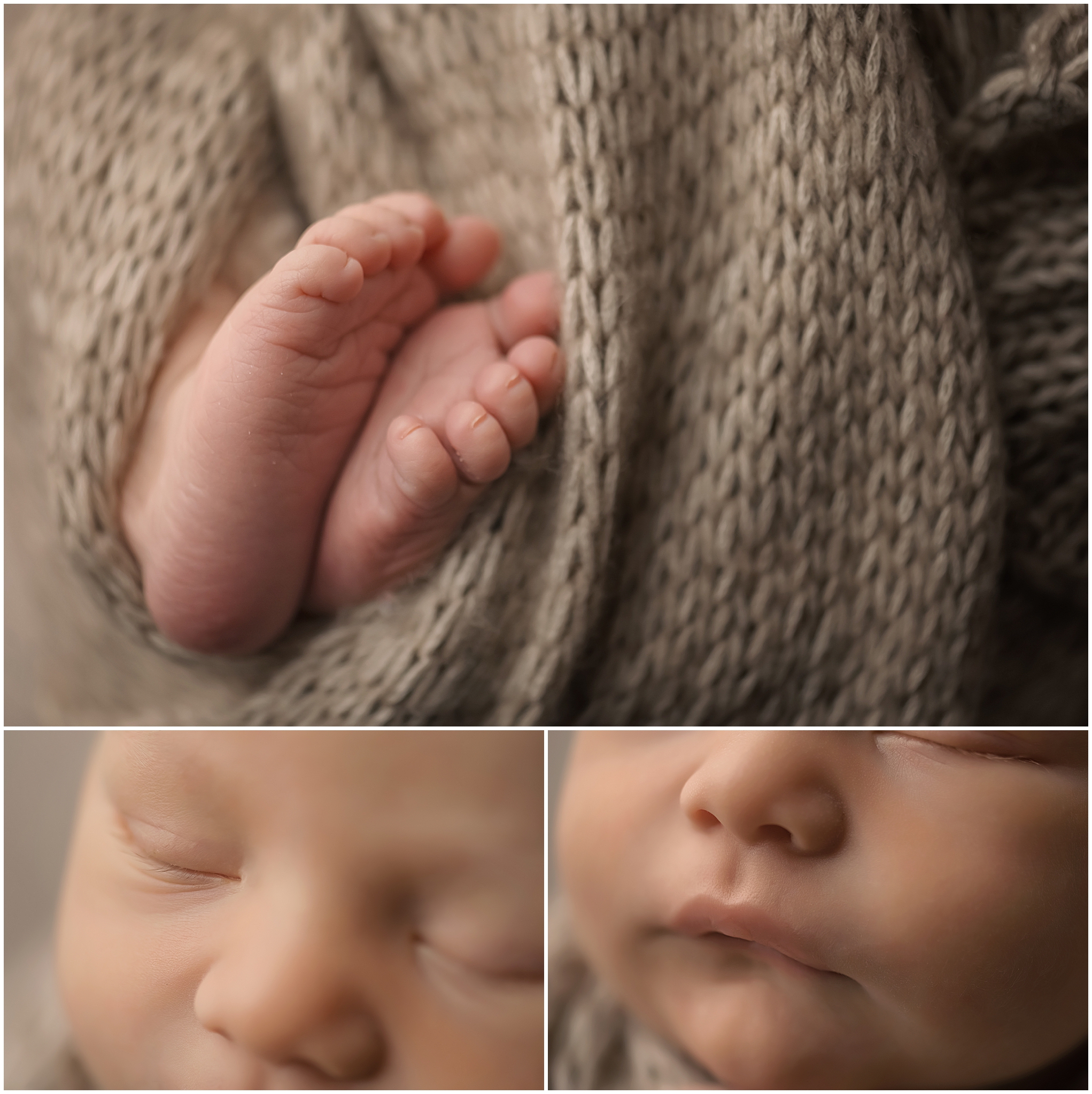 details of baby's face and toes