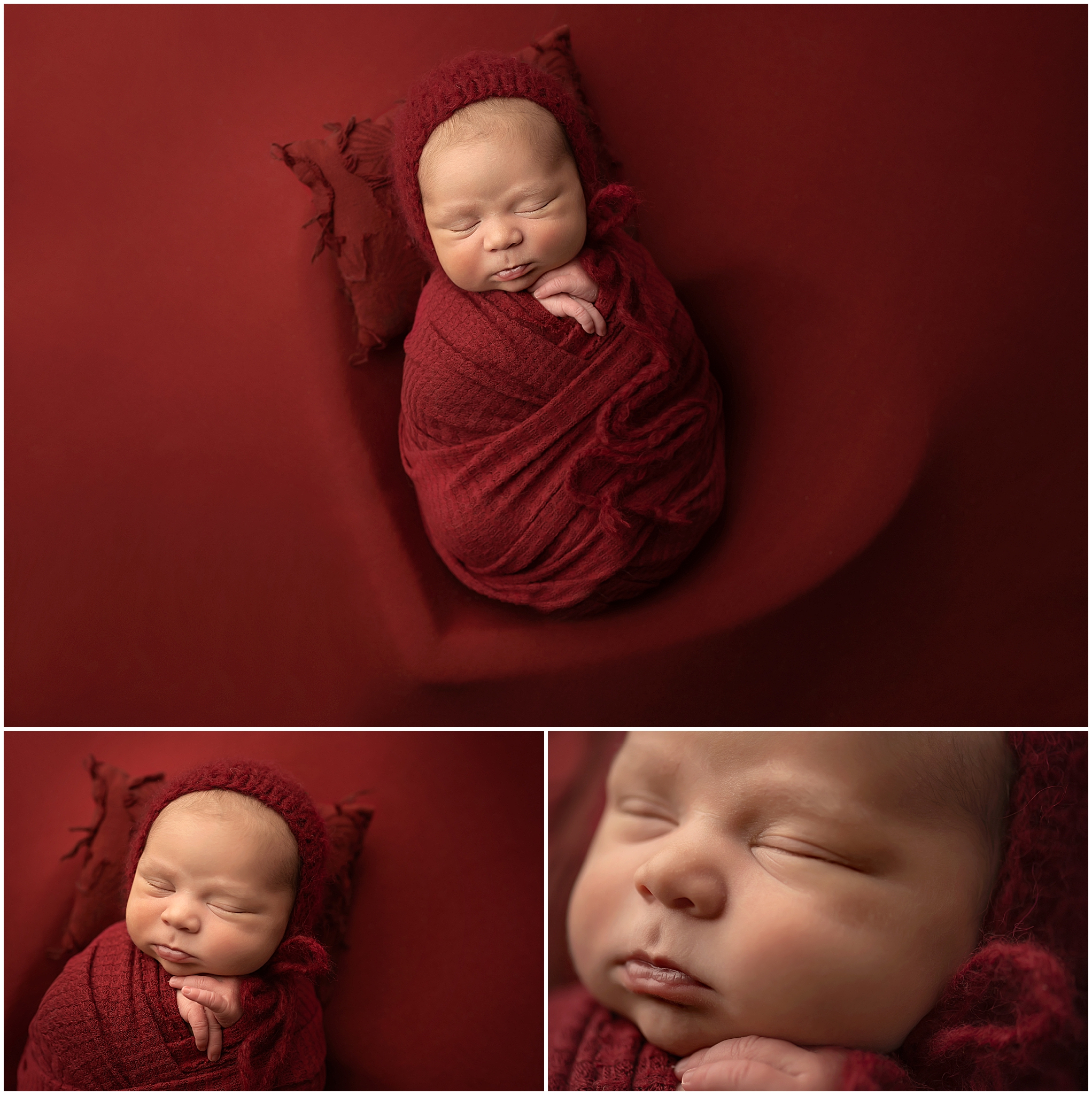 newborn baby girl sleeping inside a heart t london ontario photography studio