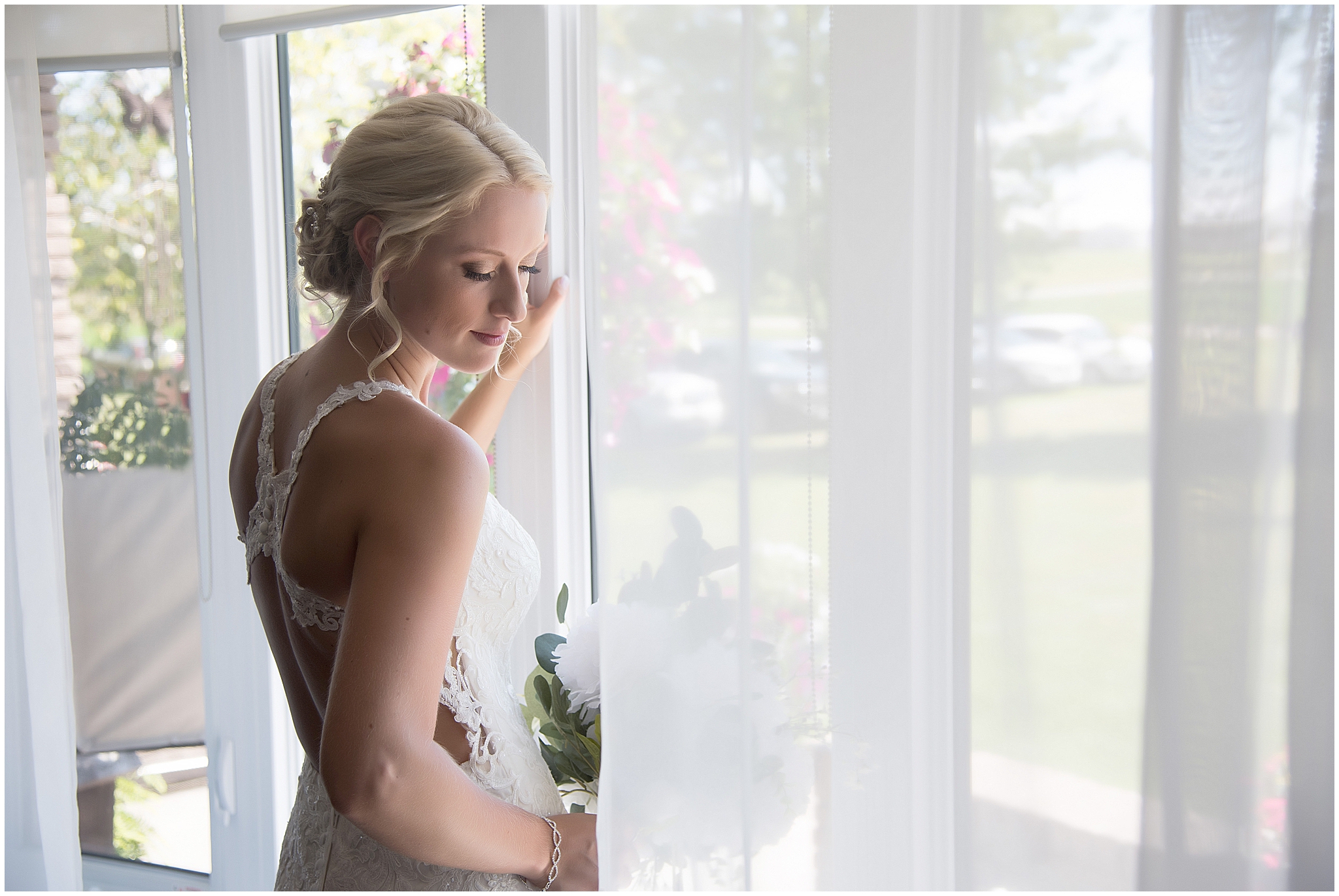 bride by a window in Parkhill ontario
