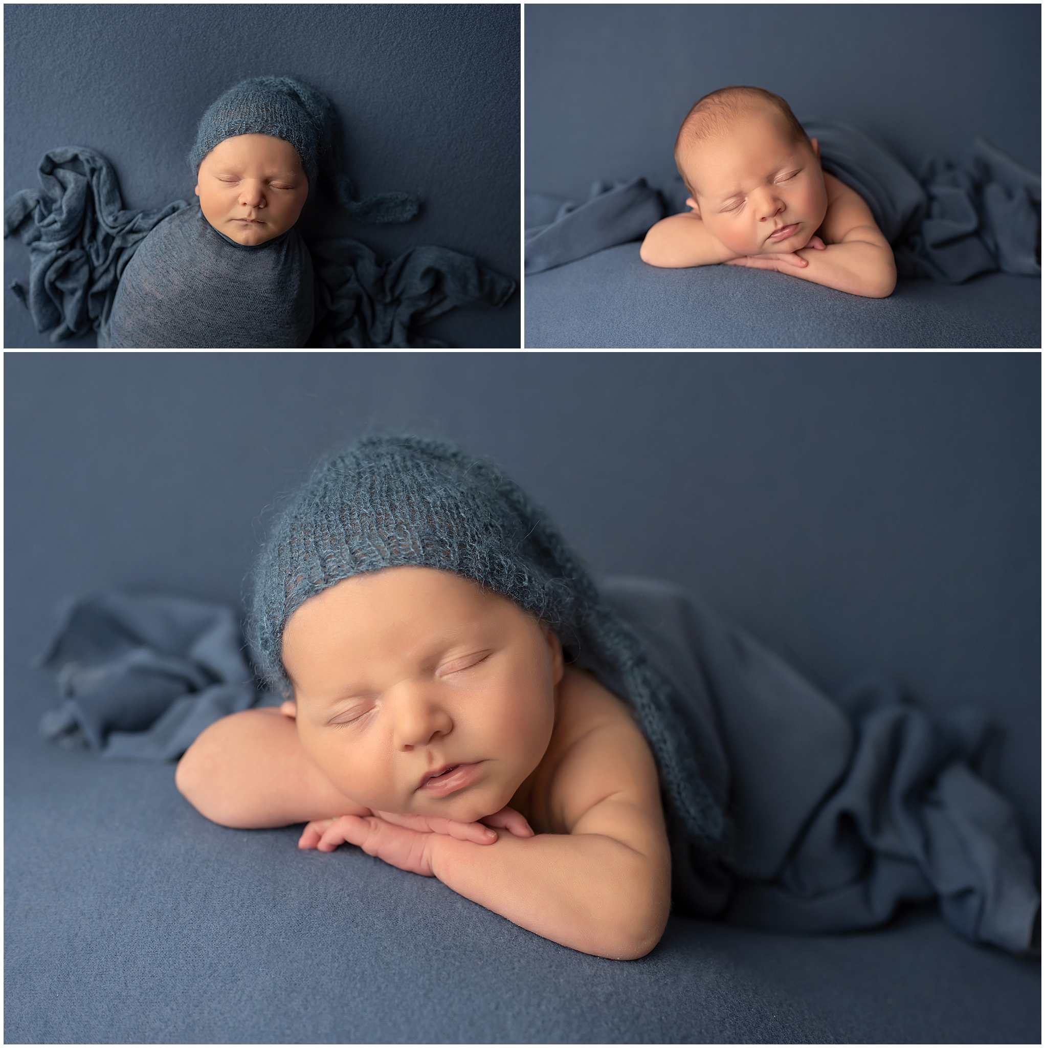 baby sleeping head on hands during newborn photography session in london ontario