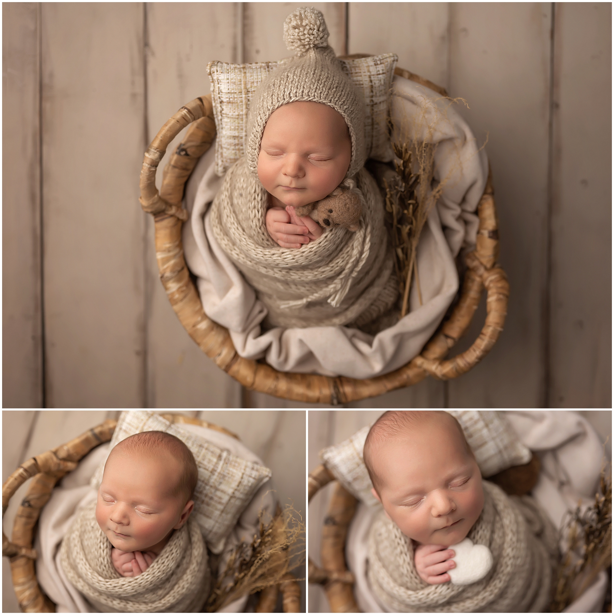 baby boy sleeping in photography studio during newborn session in london ontario