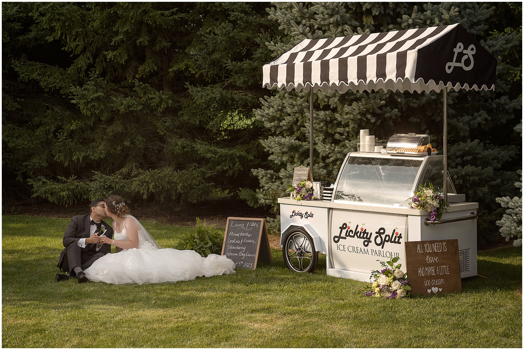 lickity split ice cream cart at wedding in Parkhill ontario