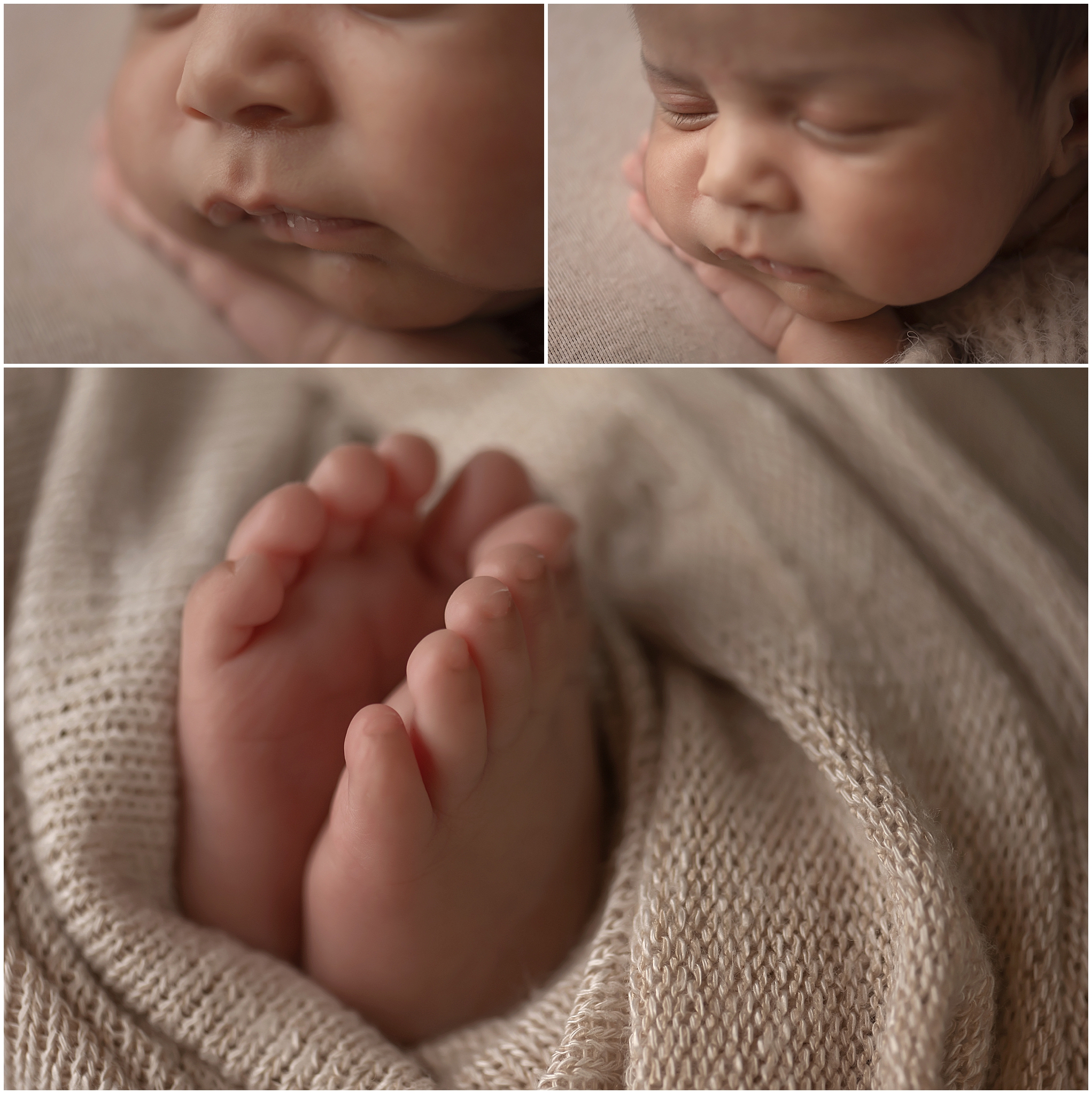 details of newborn baby during newborn photography session at london ontario studio