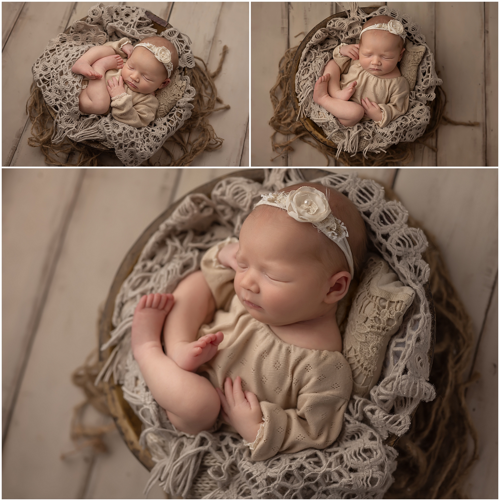 newborn baby sleeping in bowl during newborn session in london ontario