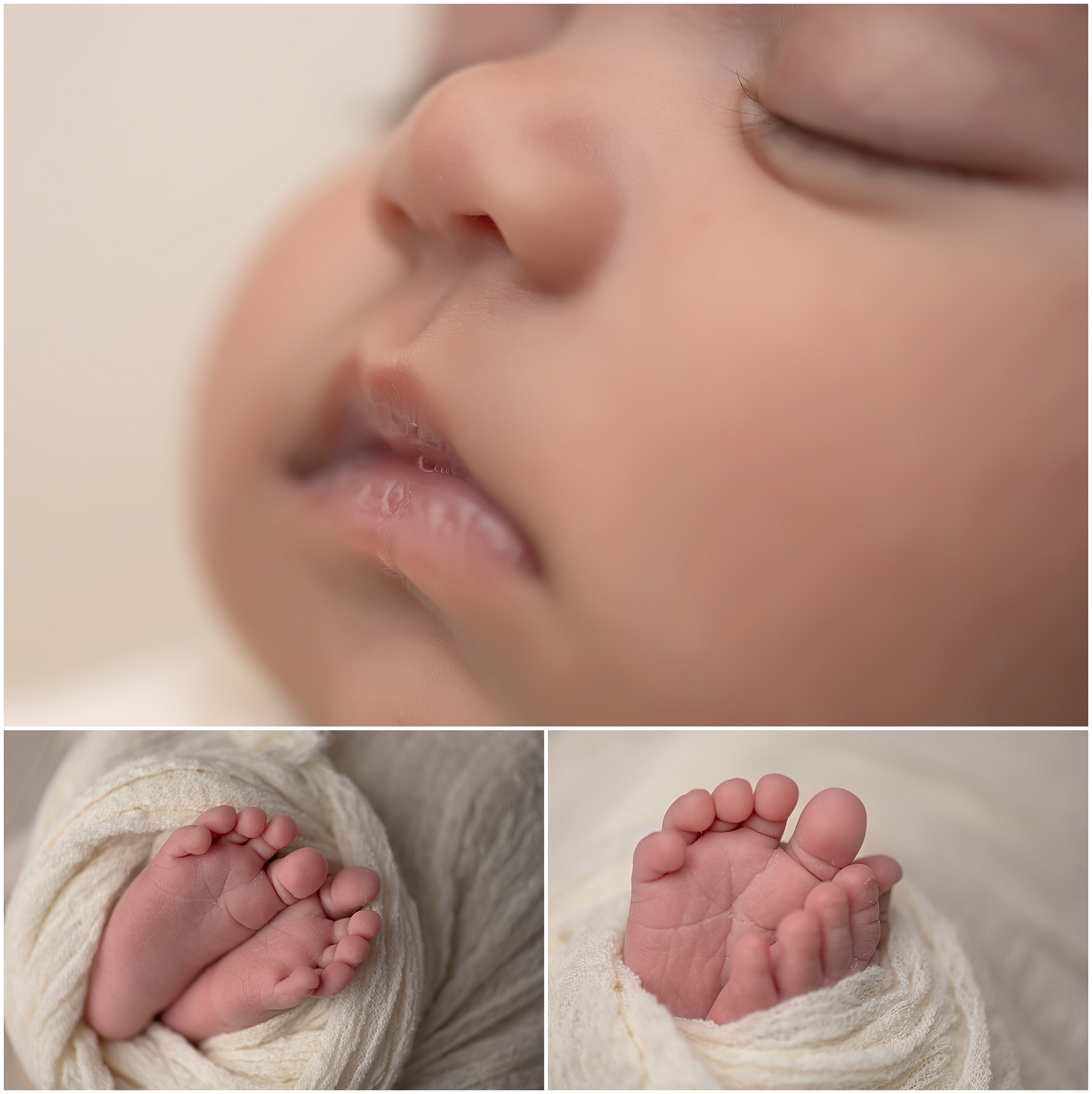 details of newborn taking during session at studio in london ontario