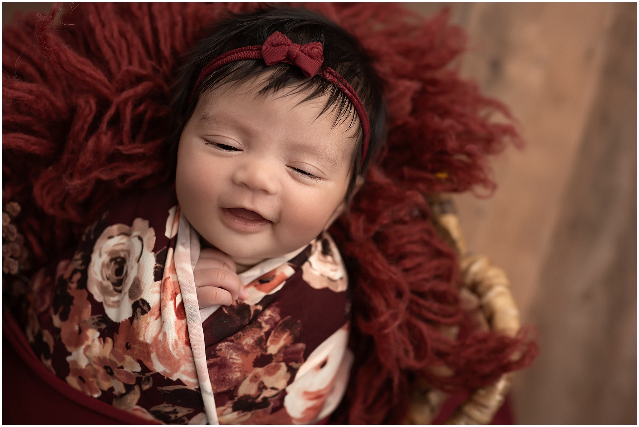 smiling baby during newborn session in london ontario